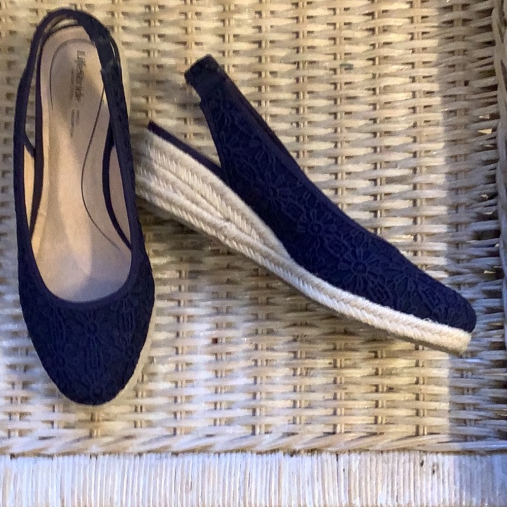 Life Stride Navy Lace Slingback Espadrilles